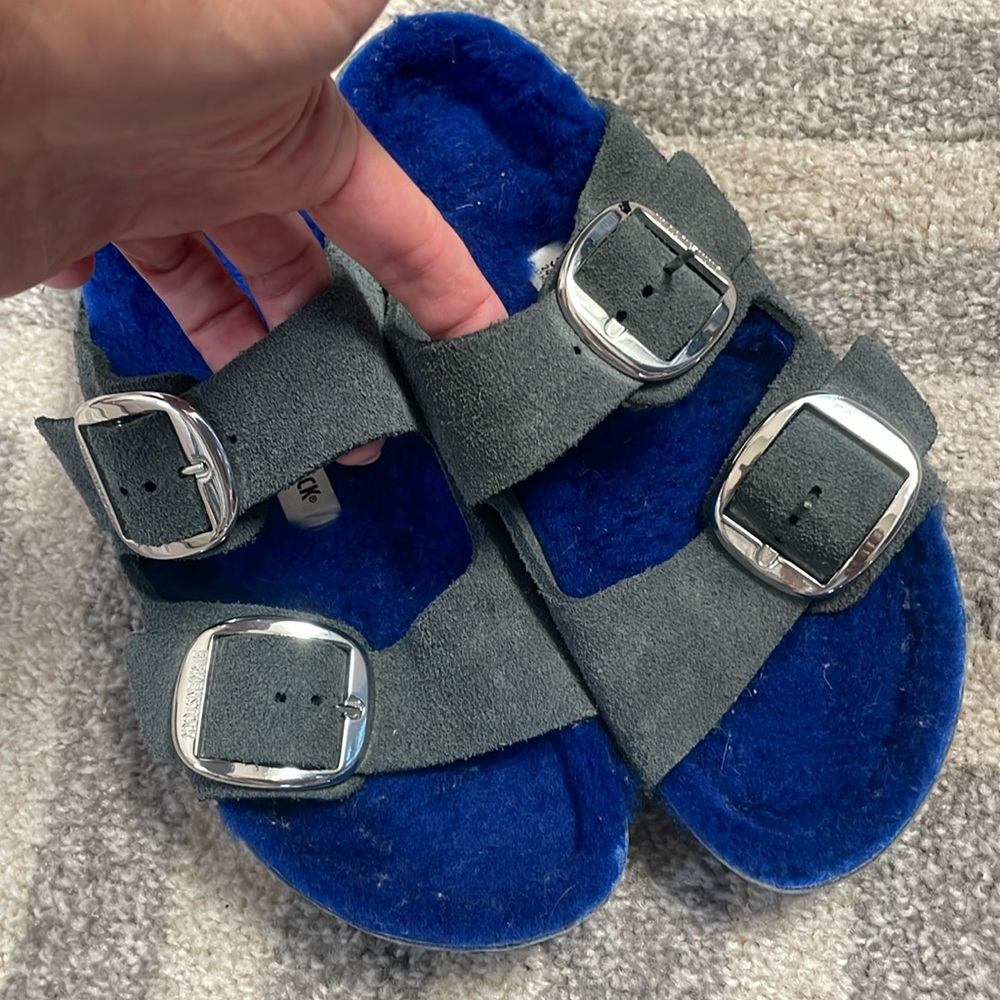 Furry blue BIRKENSTOCKS - never been worn